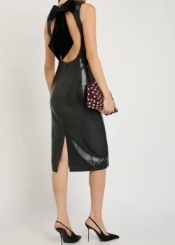 Wynell bow-appliquéd faux leather midi dress