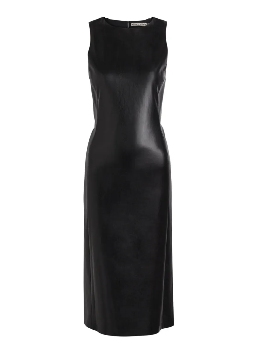 Wynell bow-appliquéd faux leather midi dress