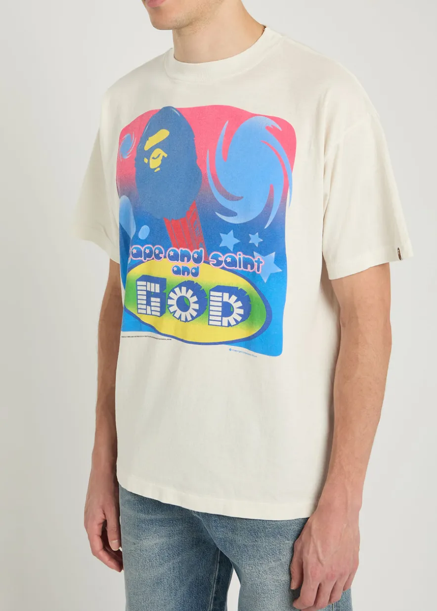 X A Bathing Ape God printed cotton T-shirt