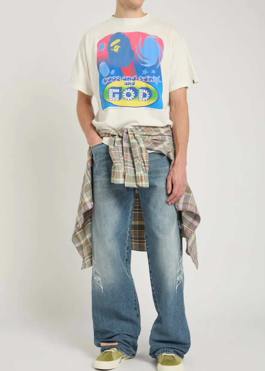 X A Bathing Ape God printed cotton T-shirt