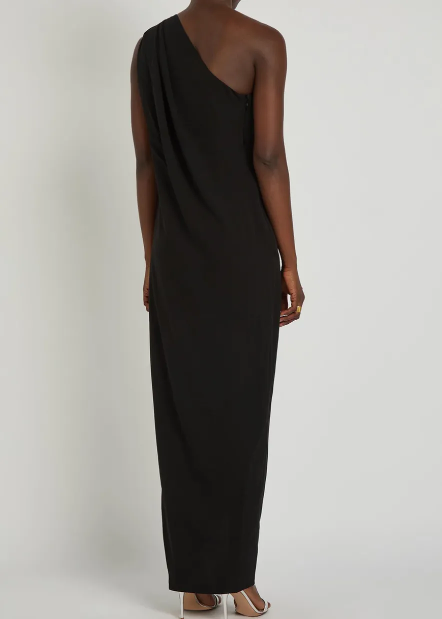 Xaden one-shoulder crepe maxi dress