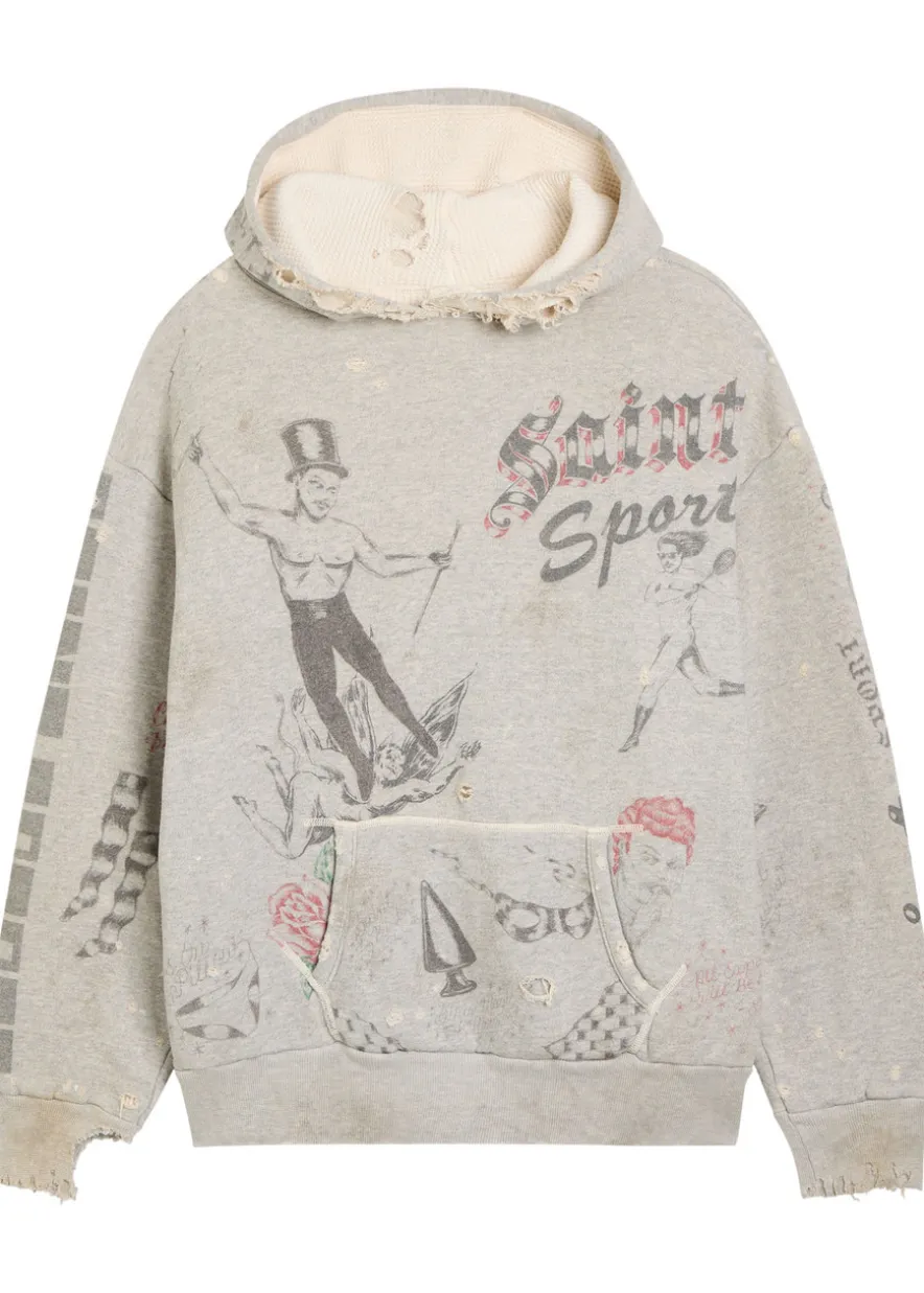 X Alexis Drawing distressed hooded cotton sweatshirt