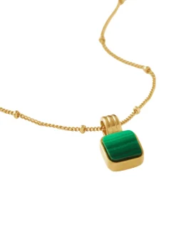 X Lucy Williams Square Malachite 18kt gold-plated necklace