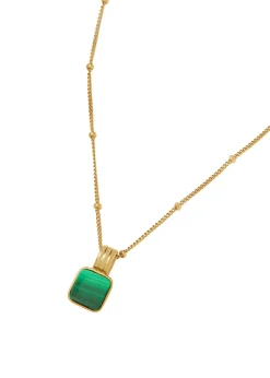X Lucy Williams Square Malachite 18kt gold-plated necklace