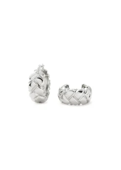 X Lucy Williams Waffle mini rhodium-plated hoop earrings