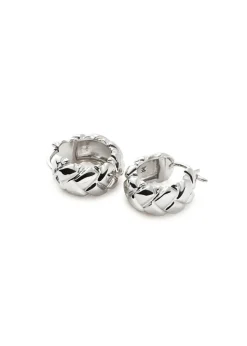 X Lucy Williams Waffle mini rhodium-plated hoop earrings