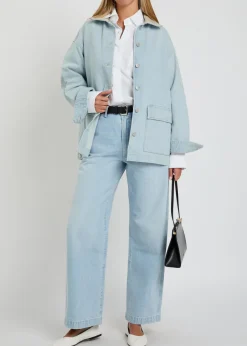 X Maria McManus leather-trim denim jacket