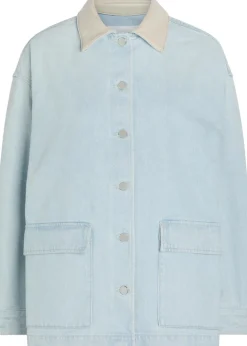 X Maria McManus leather-trim denim jacket