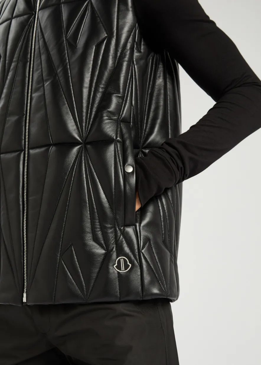 X Moncler geocamo padded leather flight vest