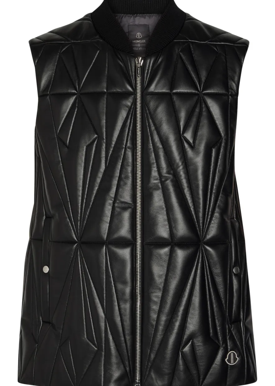 X Moncler geocamo padded leather flight vest