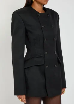 X RHW double-breasted wool-blend mini blazer dress