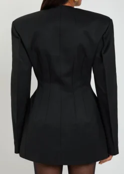 X RHW double-breasted wool-blend mini blazer dress