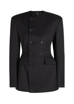 X RHW double-breasted wool-blend mini blazer dress