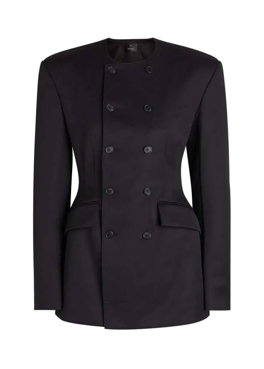 X RHW double-breasted wool-blend mini blazer dress
