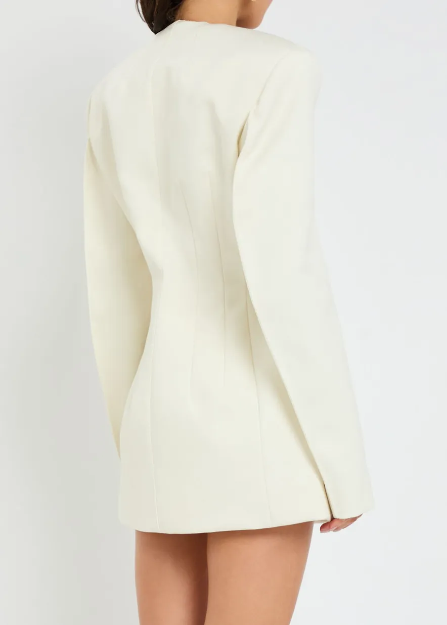 X RHW double-breasted wool-blend mini blazer dress