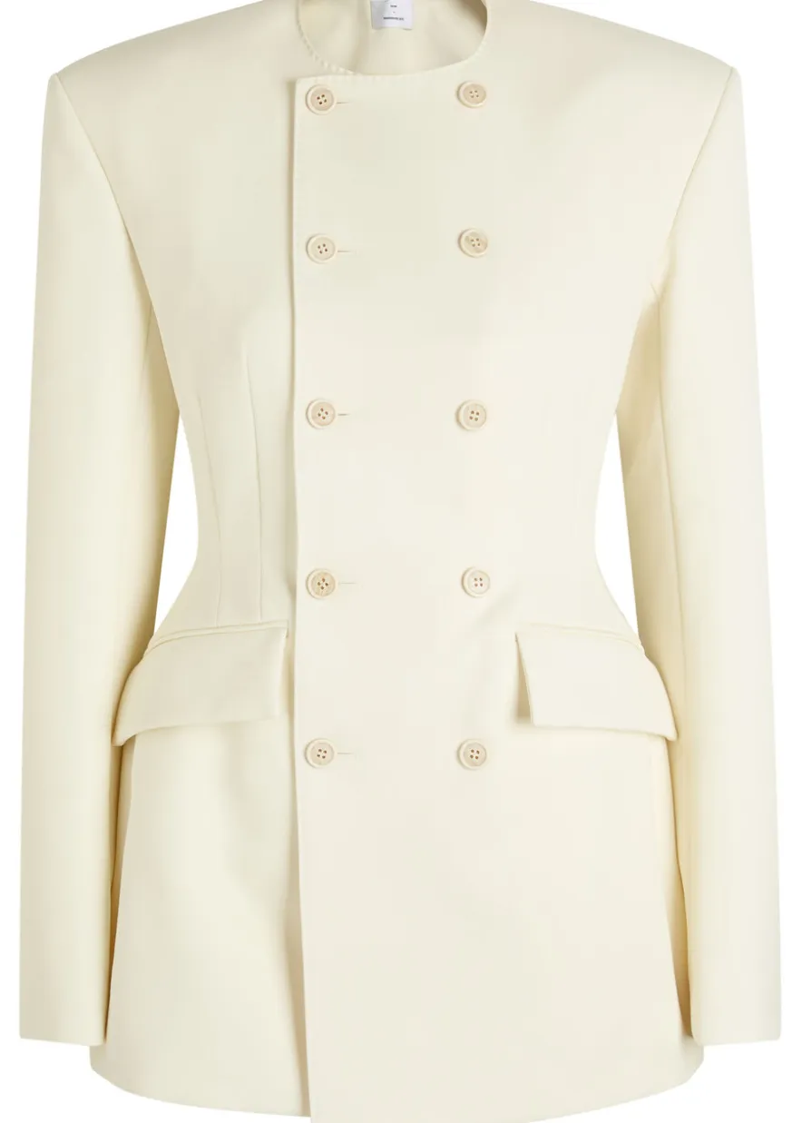 X RHW double-breasted wool-blend mini blazer dress