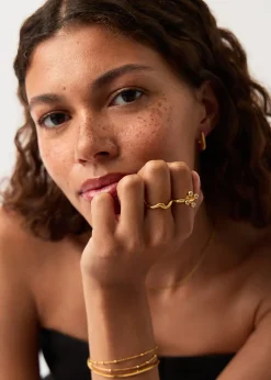 X The Flag Twins Atom 18kt gold vermeil ring