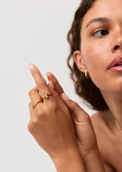 X The Flag Twins Atom 18kt gold vermeil ring