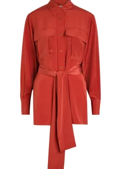 Yas belted silk shirt