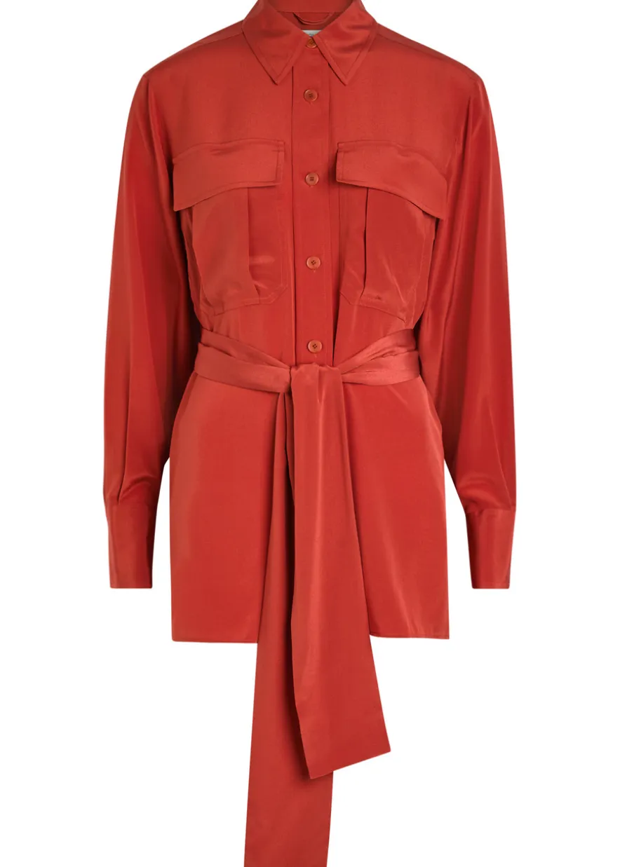 Yas belted silk shirt