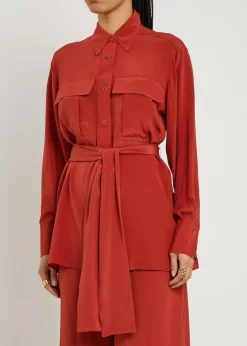 Yas belted silk shirt
