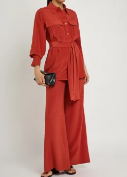 Yas belted silk shirt