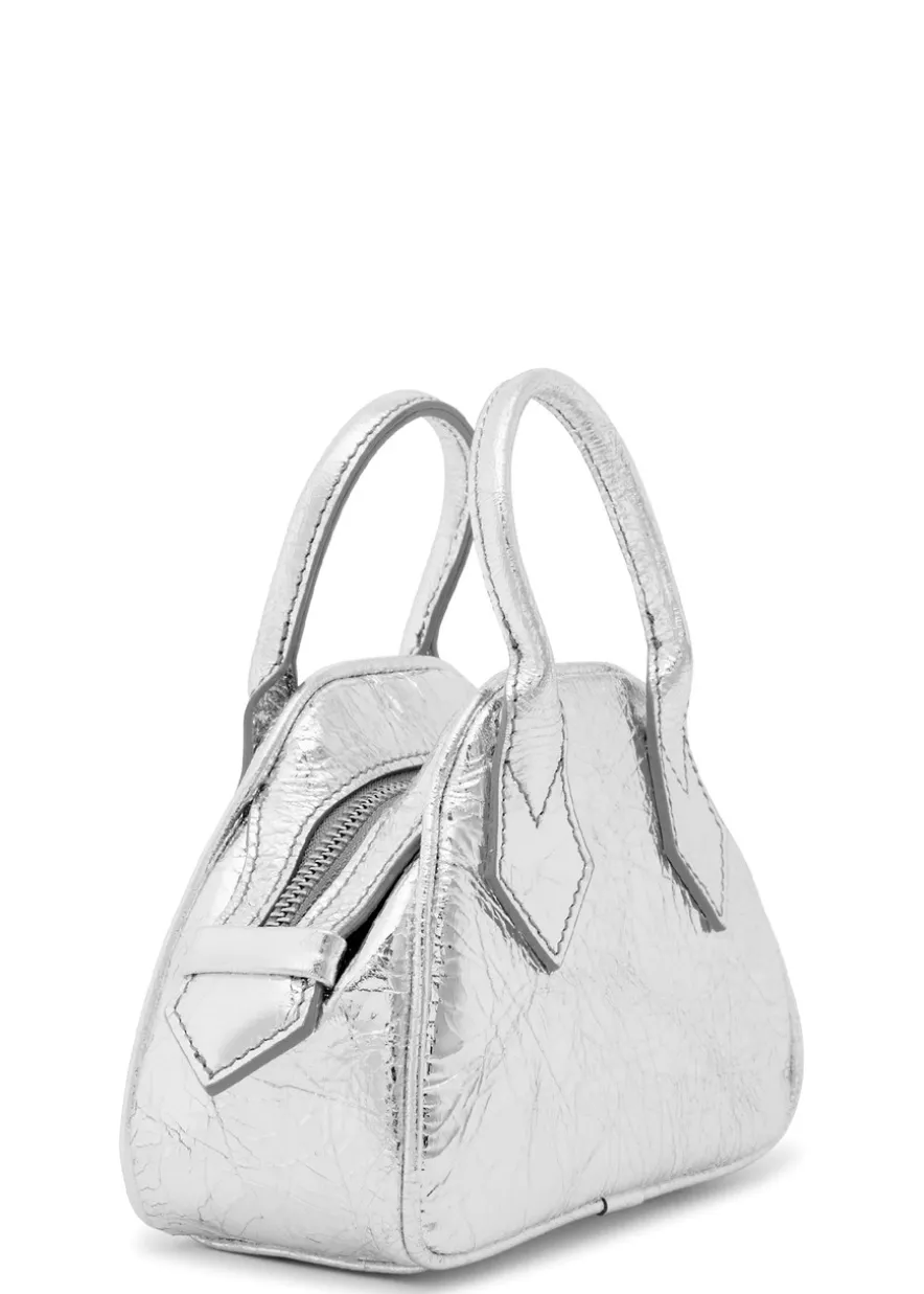 Yasmine mini metallic leather top handle bag
