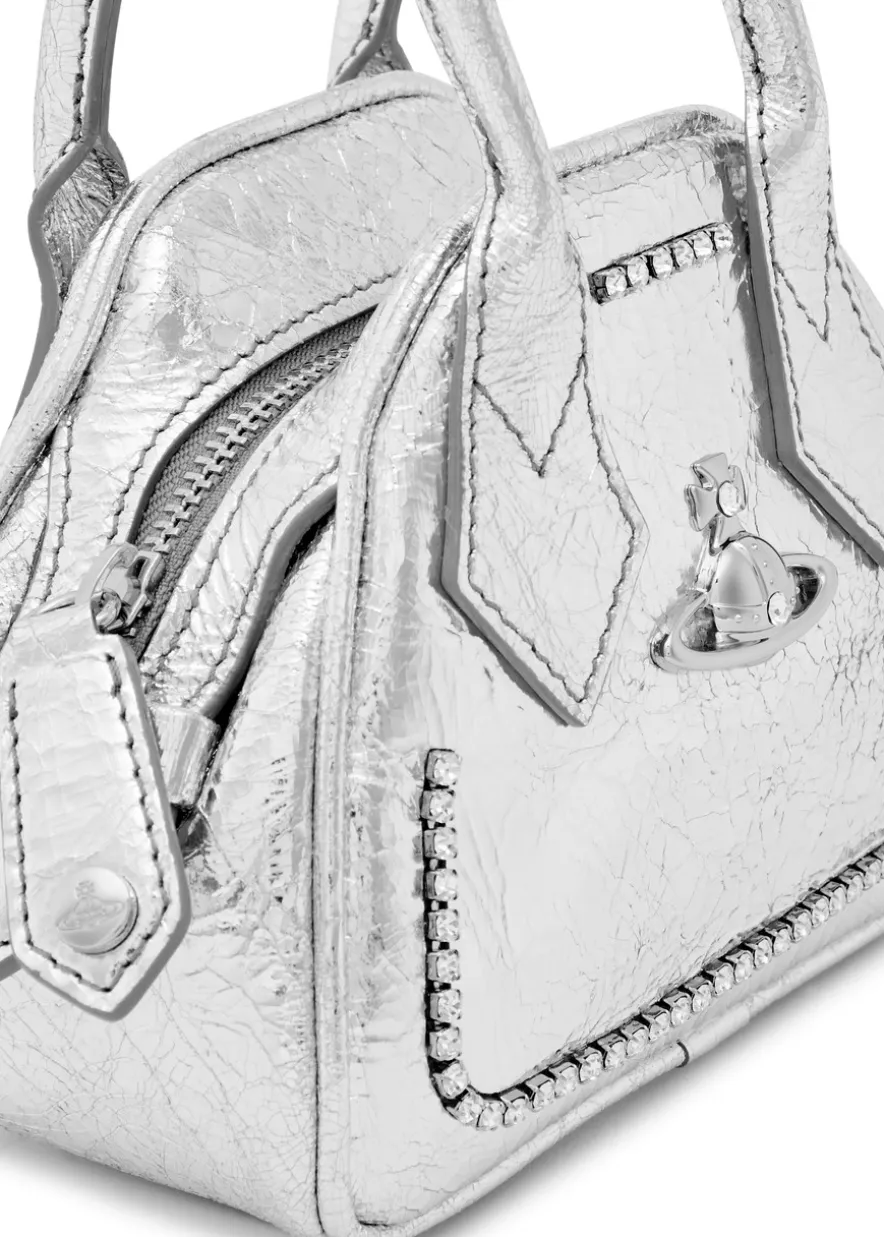 Yasmine mini metallic leather top handle bag