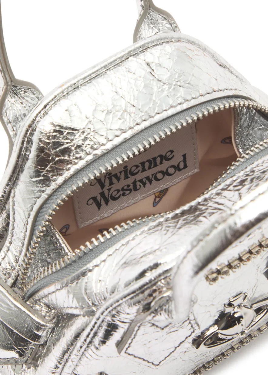 Yasmine mini metallic leather top handle bag