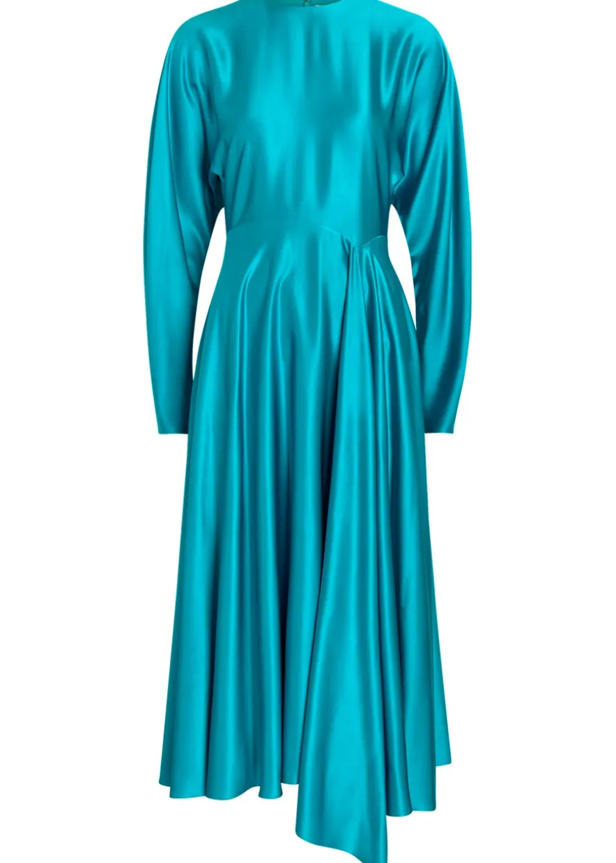 Yelin asymmetric silk midi dress