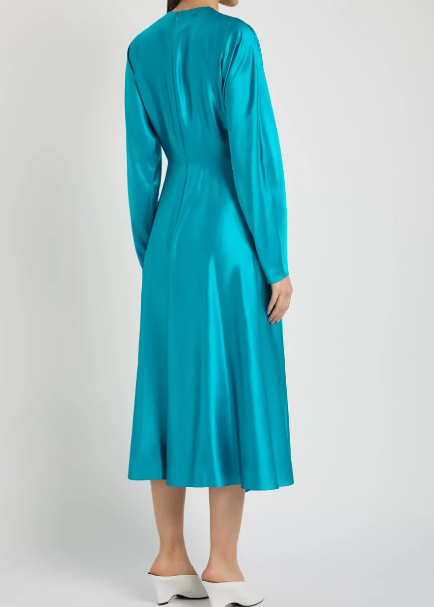 Yelin asymmetric silk midi dress