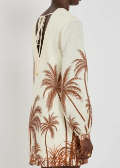 Y el Mar printed linen mini dress