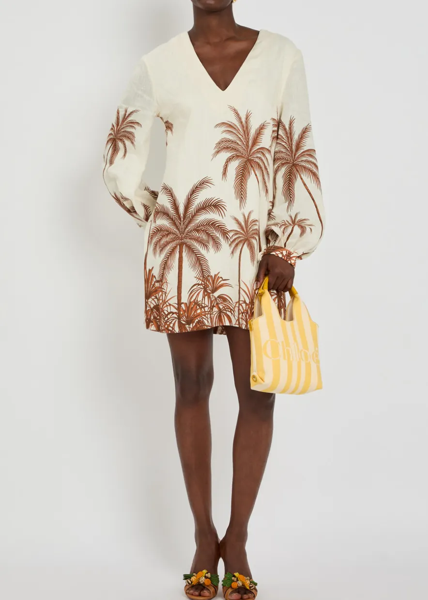Y el Mar printed linen mini dress