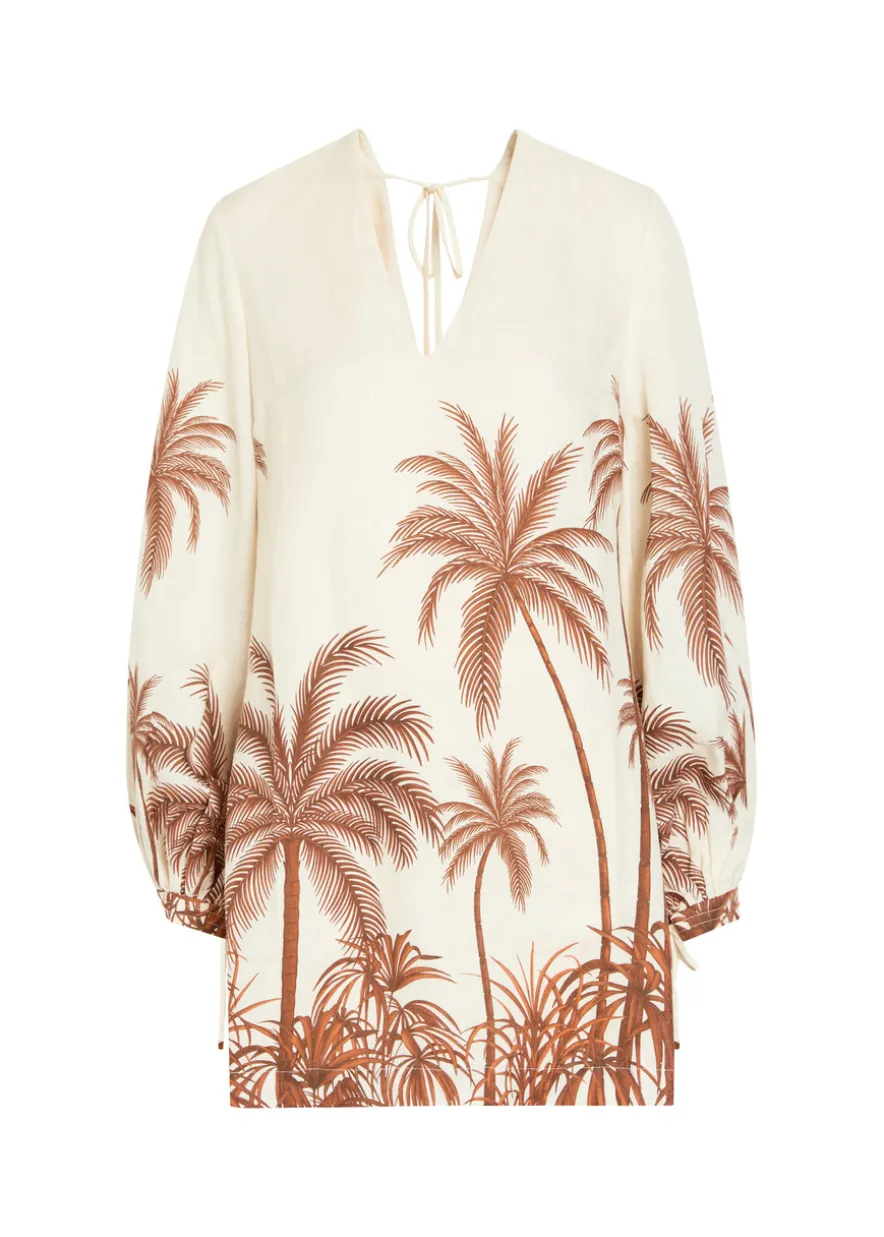 Y el Mar printed linen mini dress