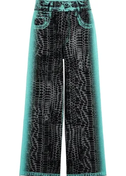 Zahra printed wide-leg knitted trousers