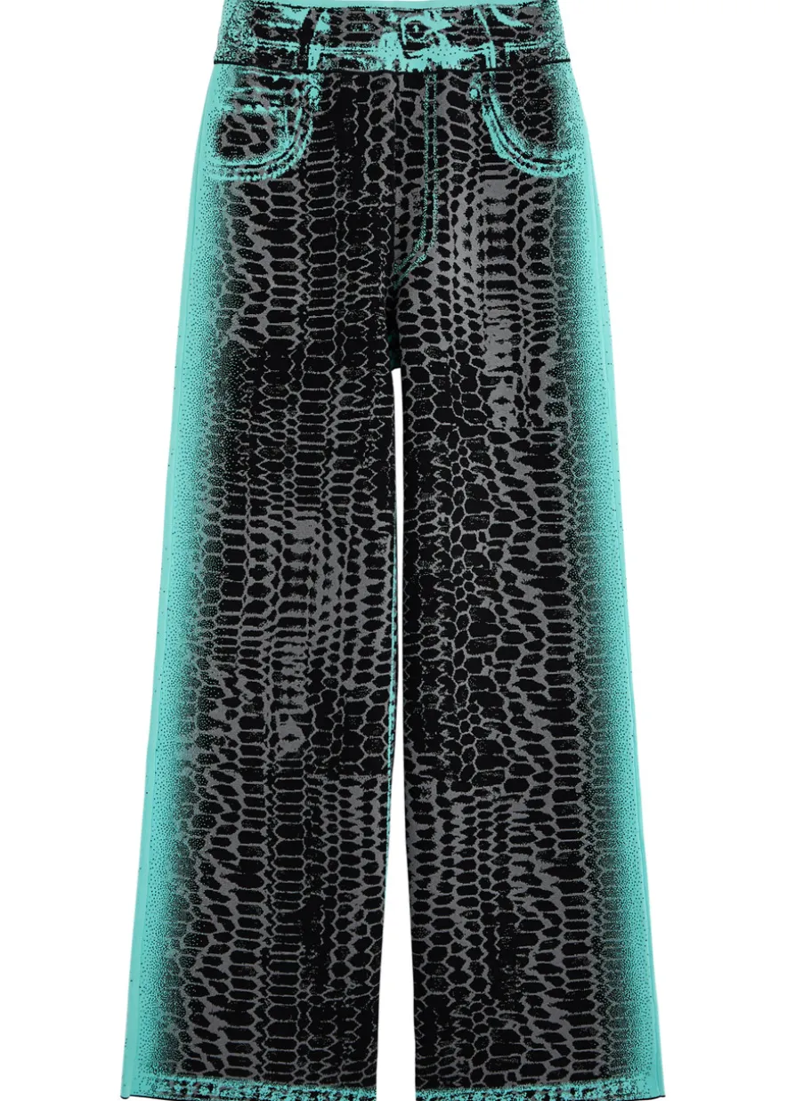 Zahra printed wide-leg knitted trousers