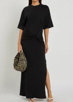 Zanna gathered cotton maxi T-shirt dress