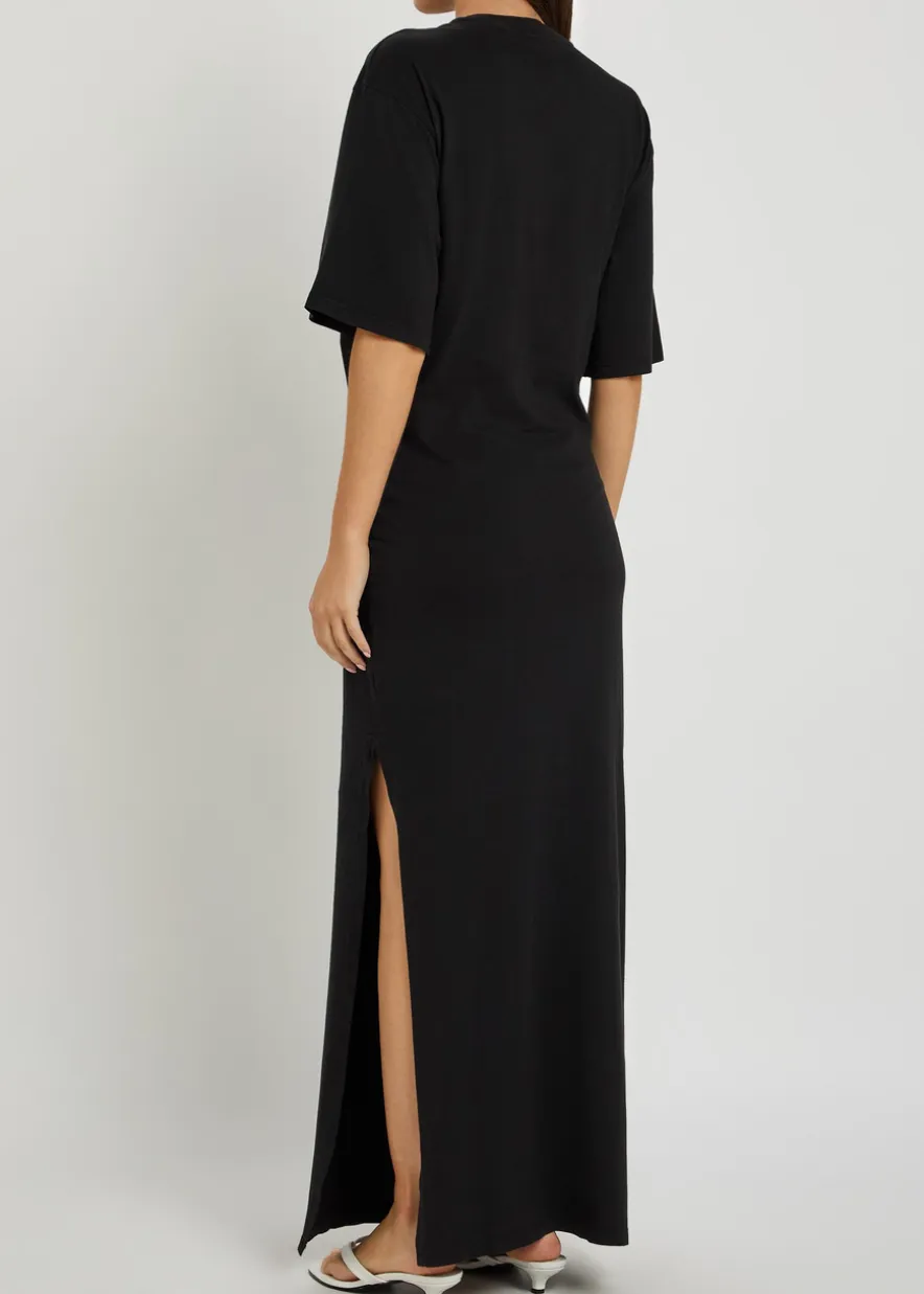 Zanna gathered cotton maxi T-shirt dress