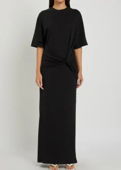 Zanna gathered cotton maxi T-shirt dress