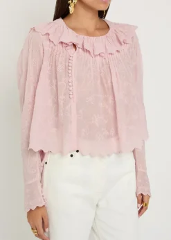 Zelly embroidered cotton-blend blouse