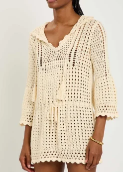 Zelnie hooded crochet-knit mini dress