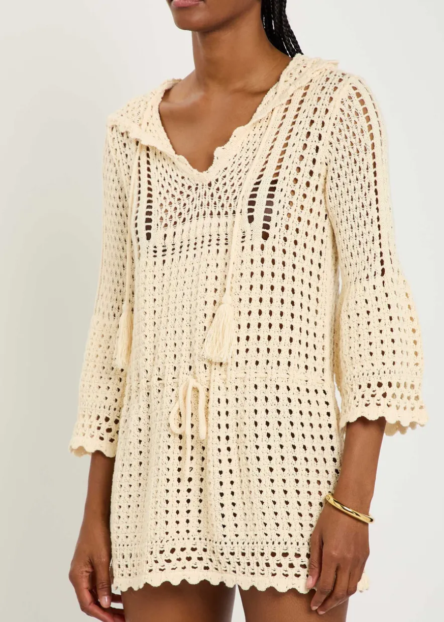 Zelnie hooded crochet-knit mini dress