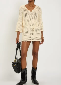 Zelnie hooded crochet-knit mini dress