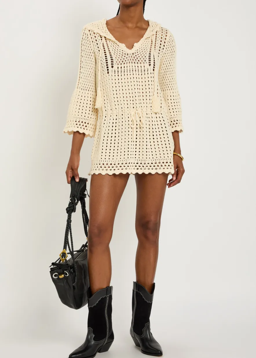 Zelnie hooded crochet-knit mini dress