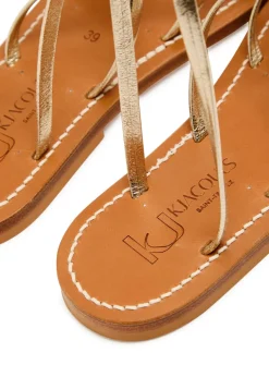 Zenobie cross-over metallic leather sandals