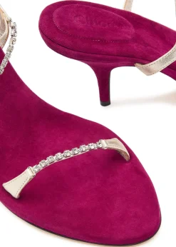 Zia 80 crystal-embellished velvet and metallic leather sandals