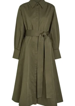 Ziane belted cotton -blend midi shirt dress