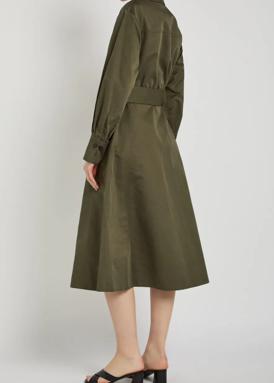 Ziane belted cotton -blend midi shirt dress