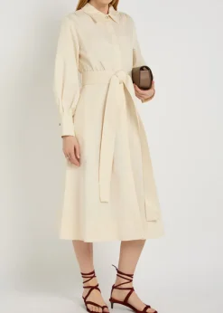 Ziane belted cotton -blend midi shirt dress