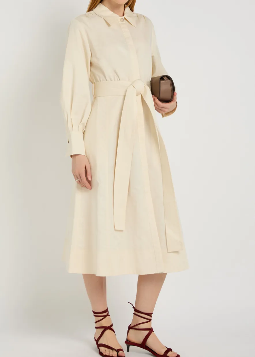 Ziane belted cotton -blend midi shirt dress
